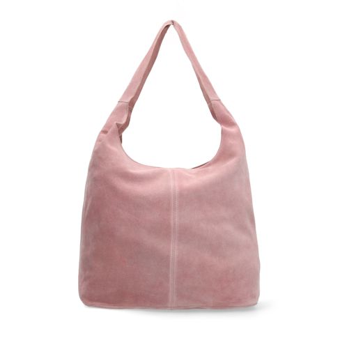 Roséfarbener Veloursleder-Shopper