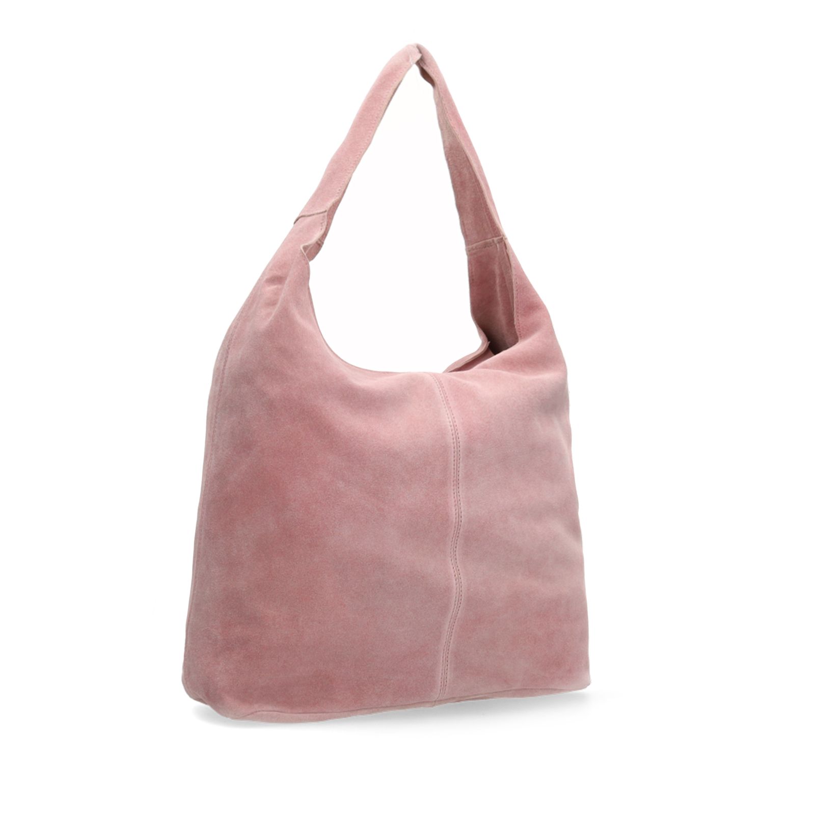 Roséfarbener Veloursleder-Shopper