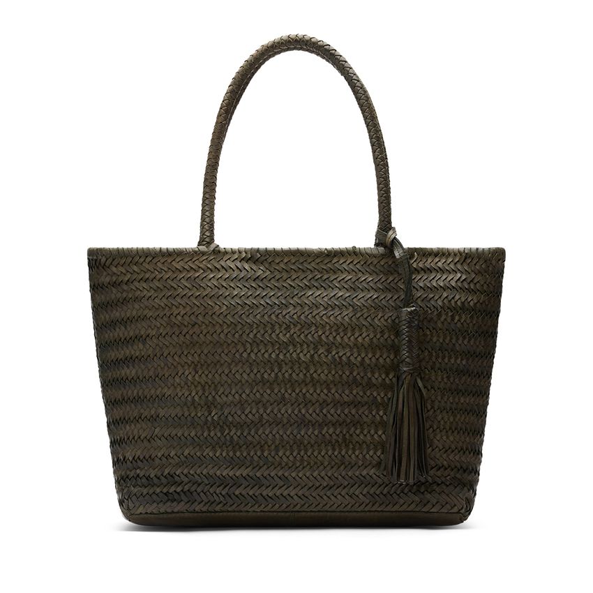 Groene gevlochten suède schoudertas