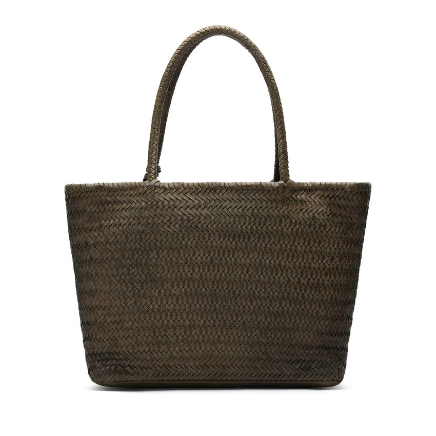 Groene gevlochten suède schoudertas