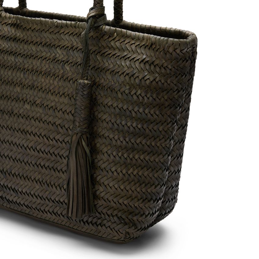 Groene gevlochten suède schoudertas