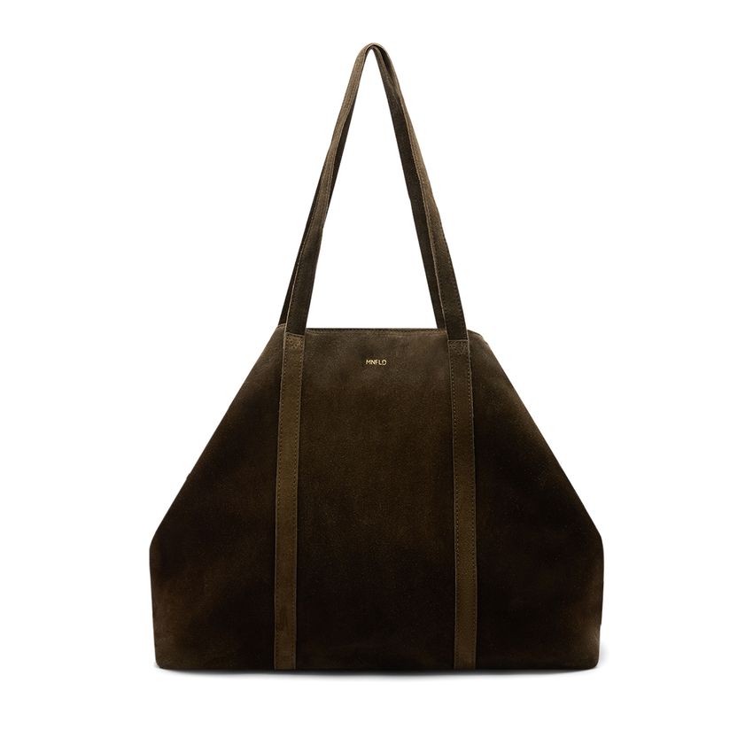 Grüner Veloursleder-Shopper