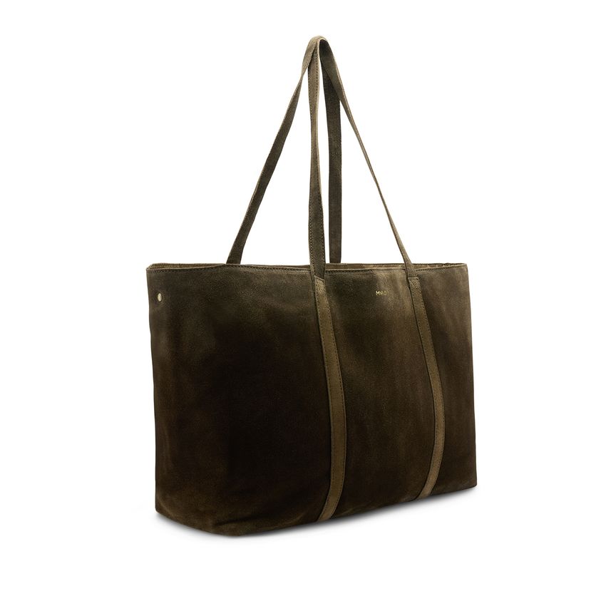 Grüner Veloursleder-Shopper