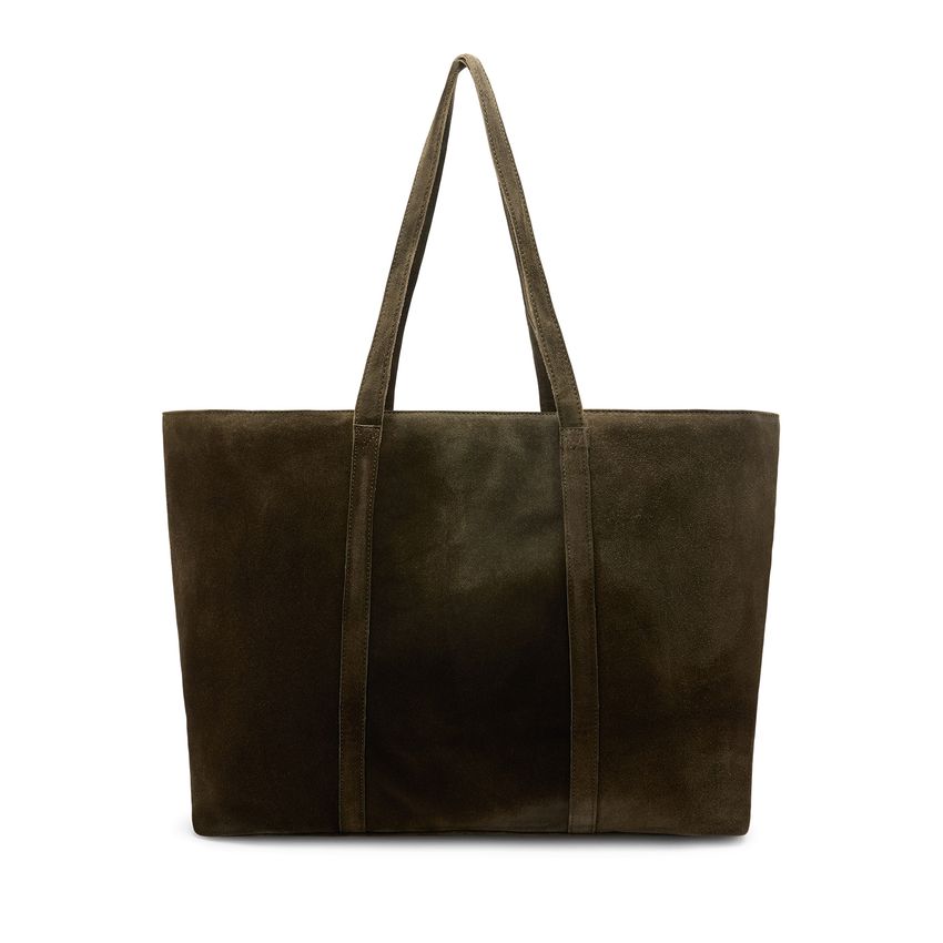 Grüner Veloursleder-Shopper