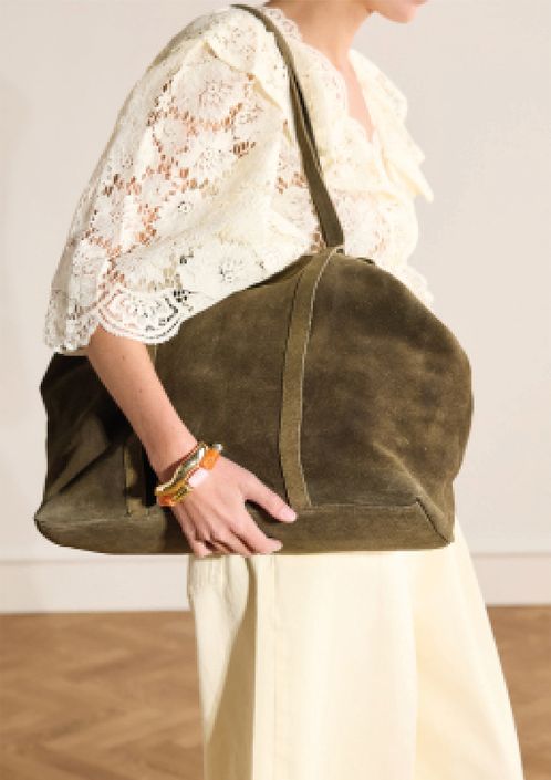 Groene suède shopper