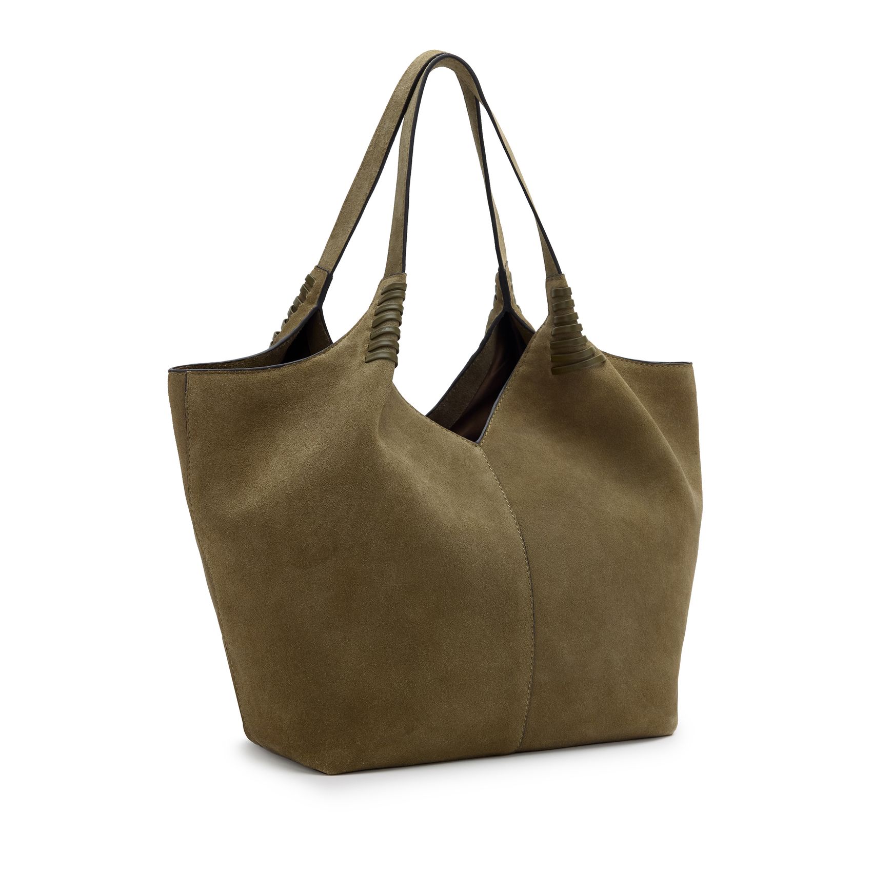 Grüner Veloursleder-Shopper
