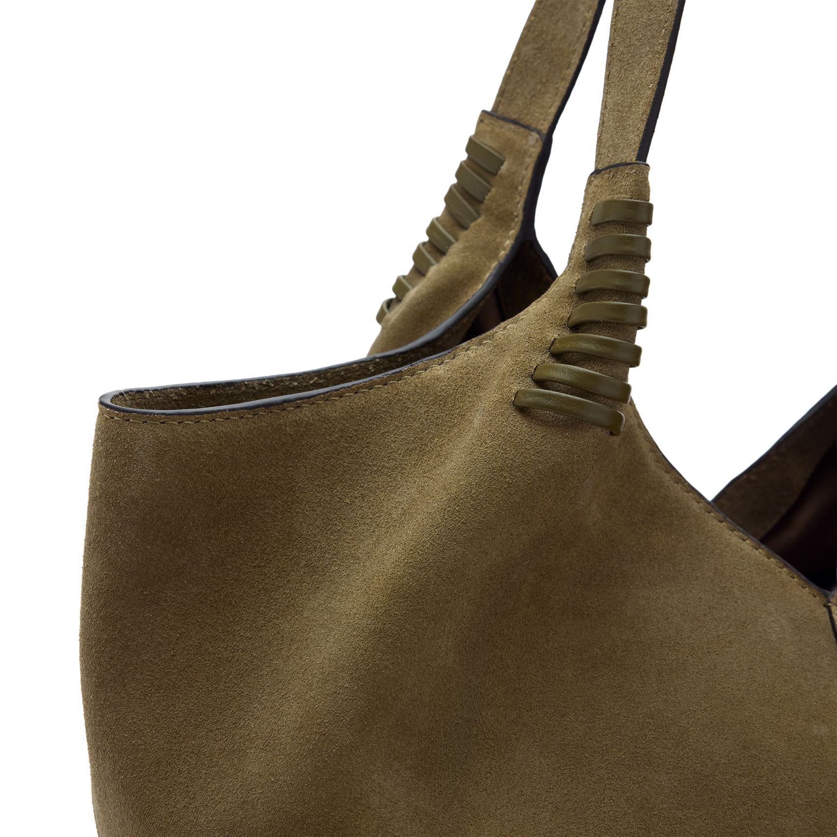 Grüner Veloursleder-Shopper