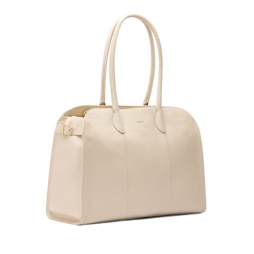 Off white leren shopper