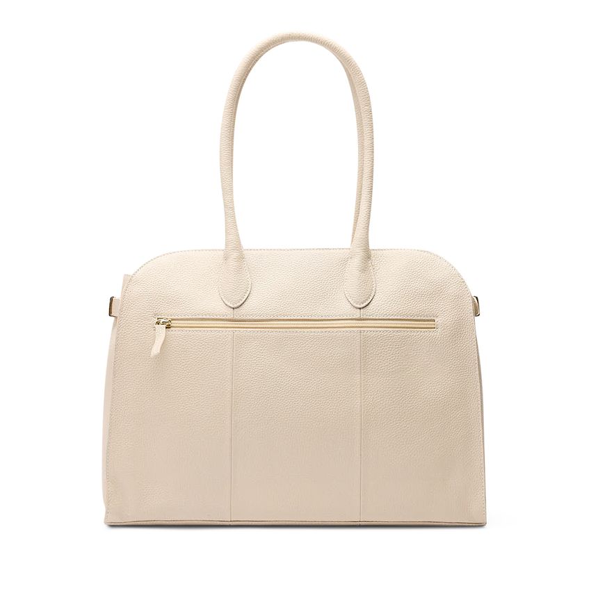 Off white leren shopper