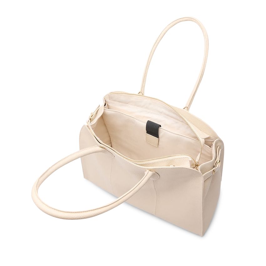 Off white leren shopper