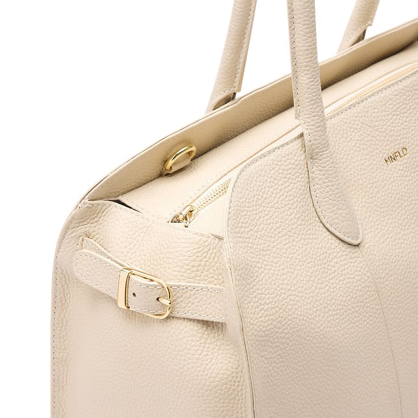 Off white leren shopper