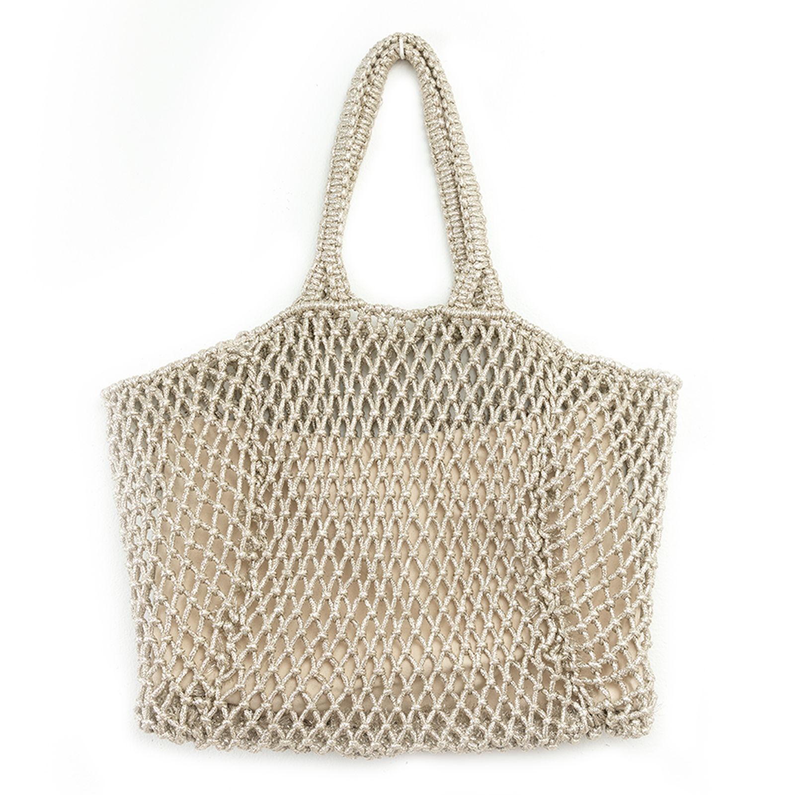 Zilveren gevlochten shopper