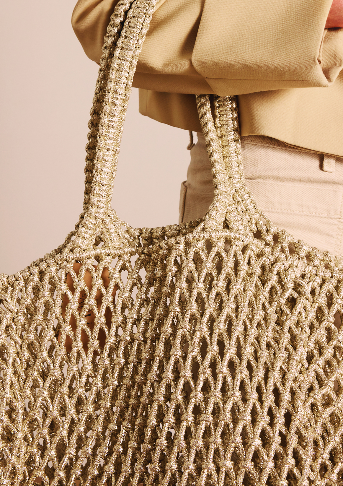 Geflochtener silberfarbener Shopper Shopper Manfield Manfield