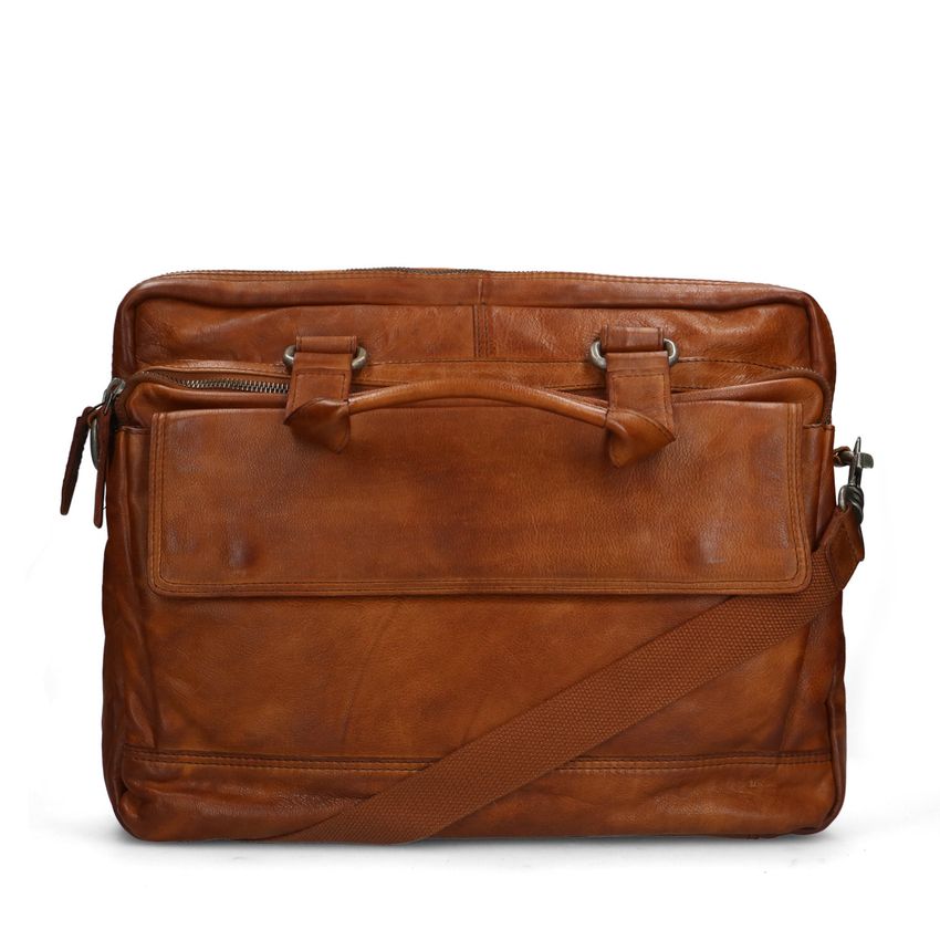 Cognacfarbene Laptoptasche aus Leder