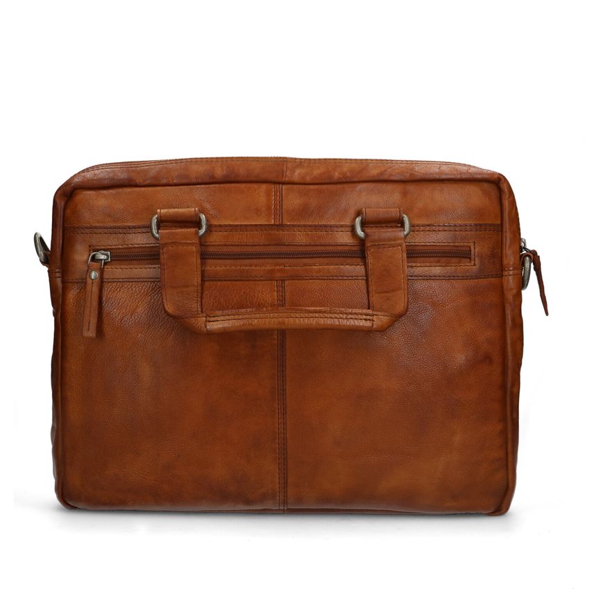 Cognacfarbene Laptoptasche aus Leder