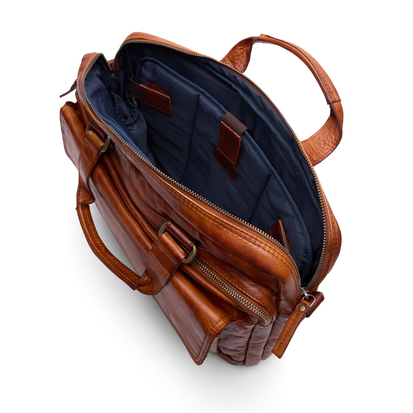Cognacfarbene Laptoptasche aus Leder