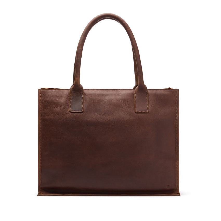 16 inch cognac leren shopper