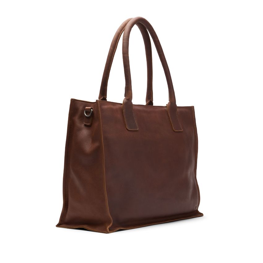 16 inch cognac leren shopper