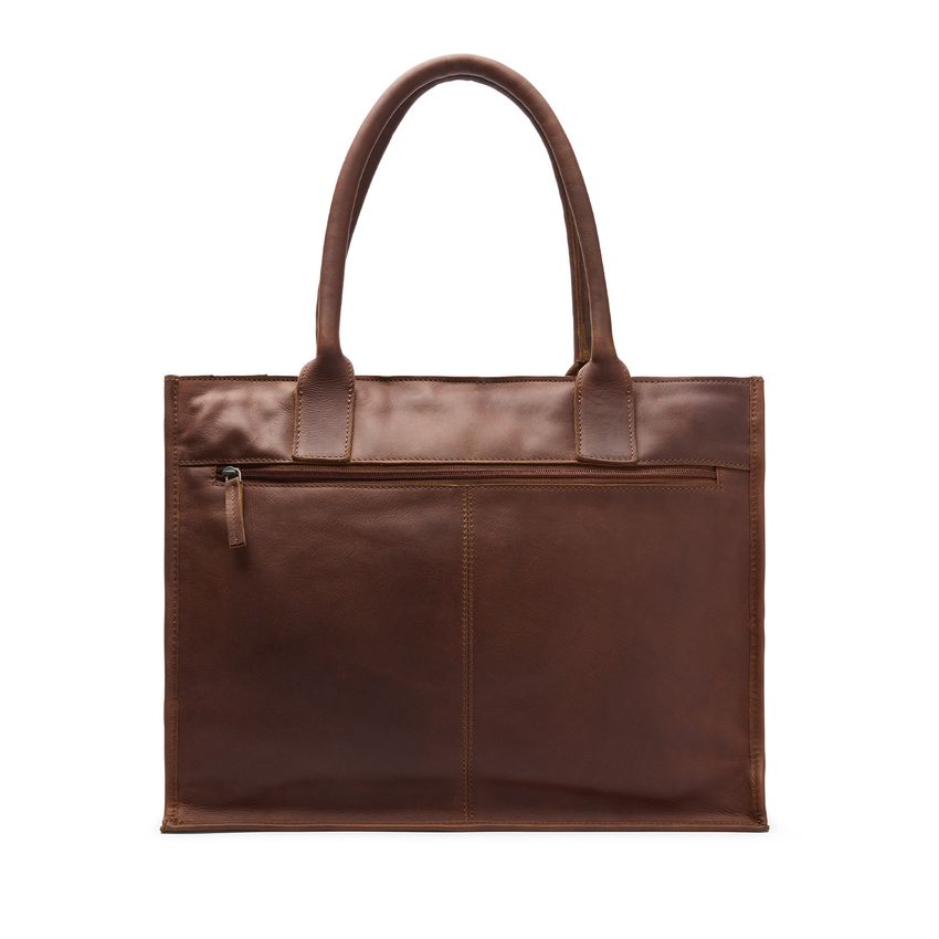 16 inch cognac leren shopper