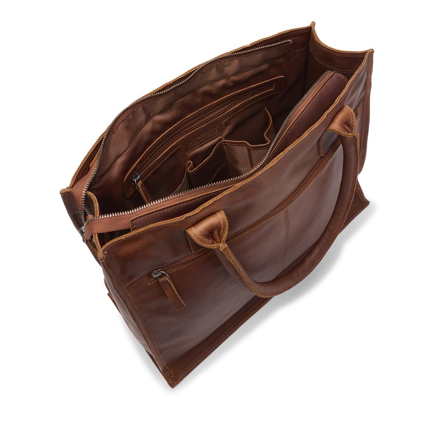 16 inch cognac leren shopper