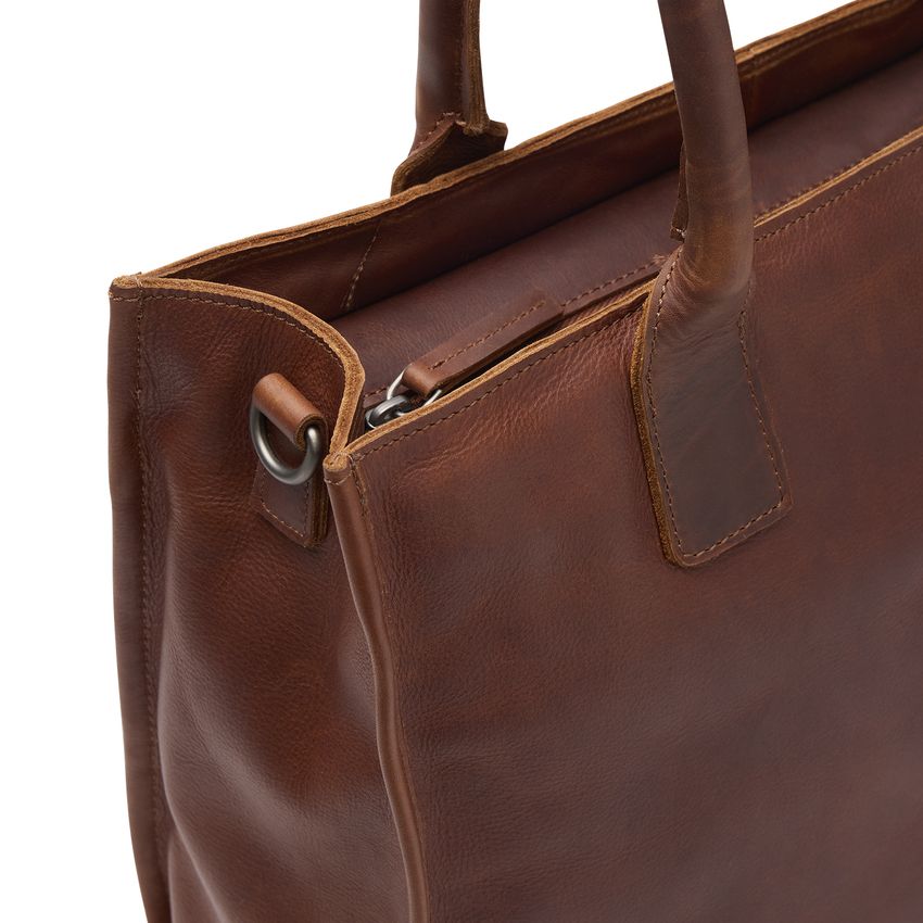 16 inch cognac leren shopper