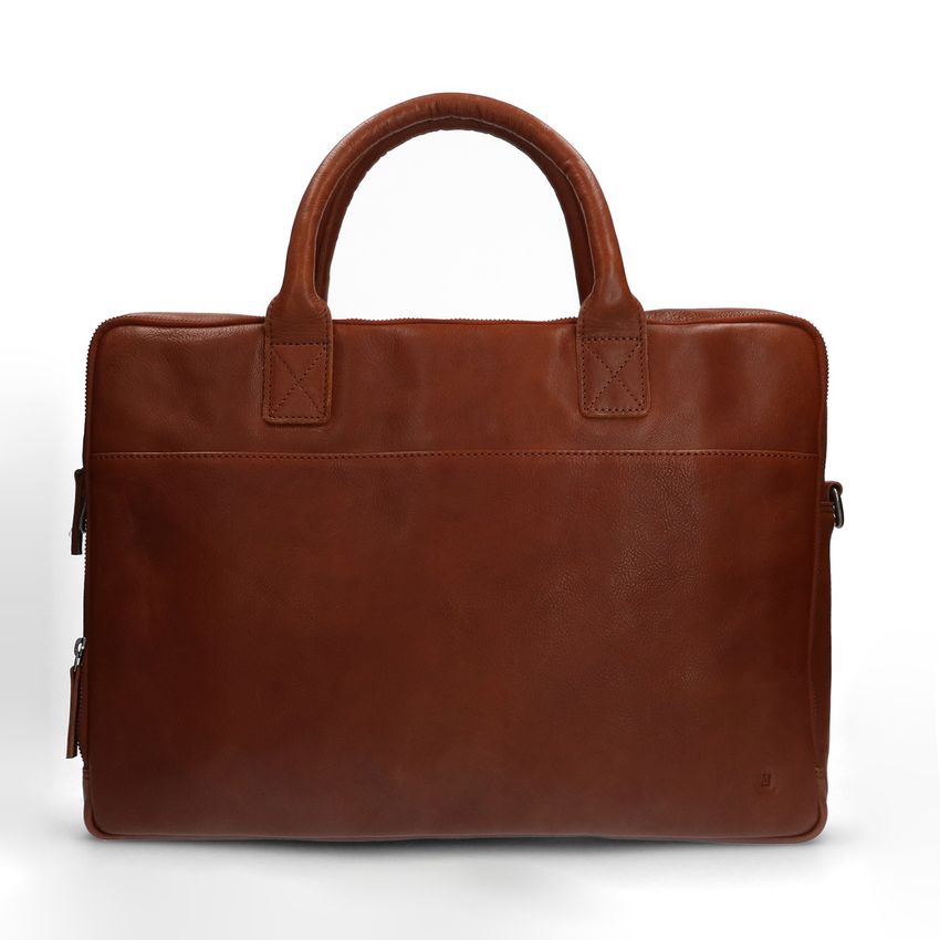 Cognac leren laptoptas 17 inch