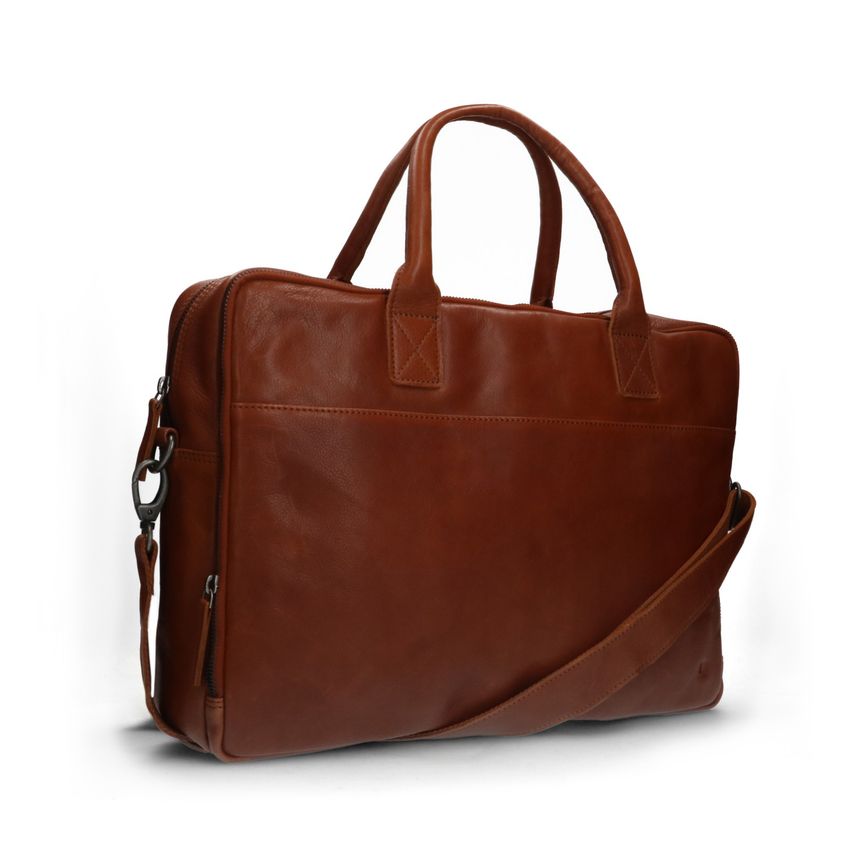 Cognac leren laptoptas 17 inch