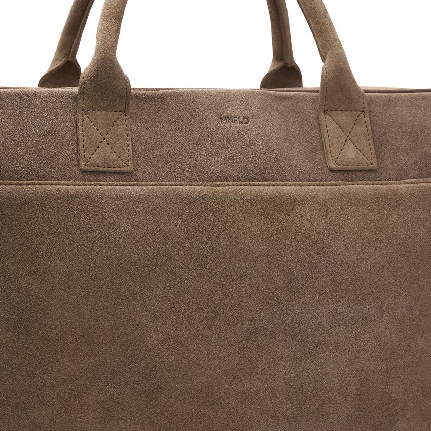 Taupefarbene Laptoptasche aus Veloursleder 18.5 Zoll