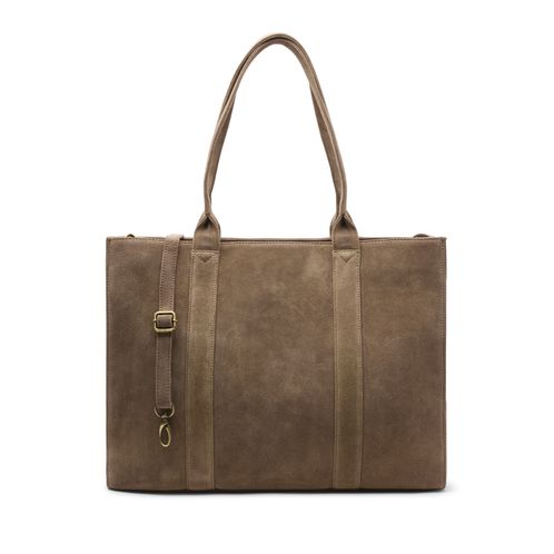 18 inch taupe suède shopper