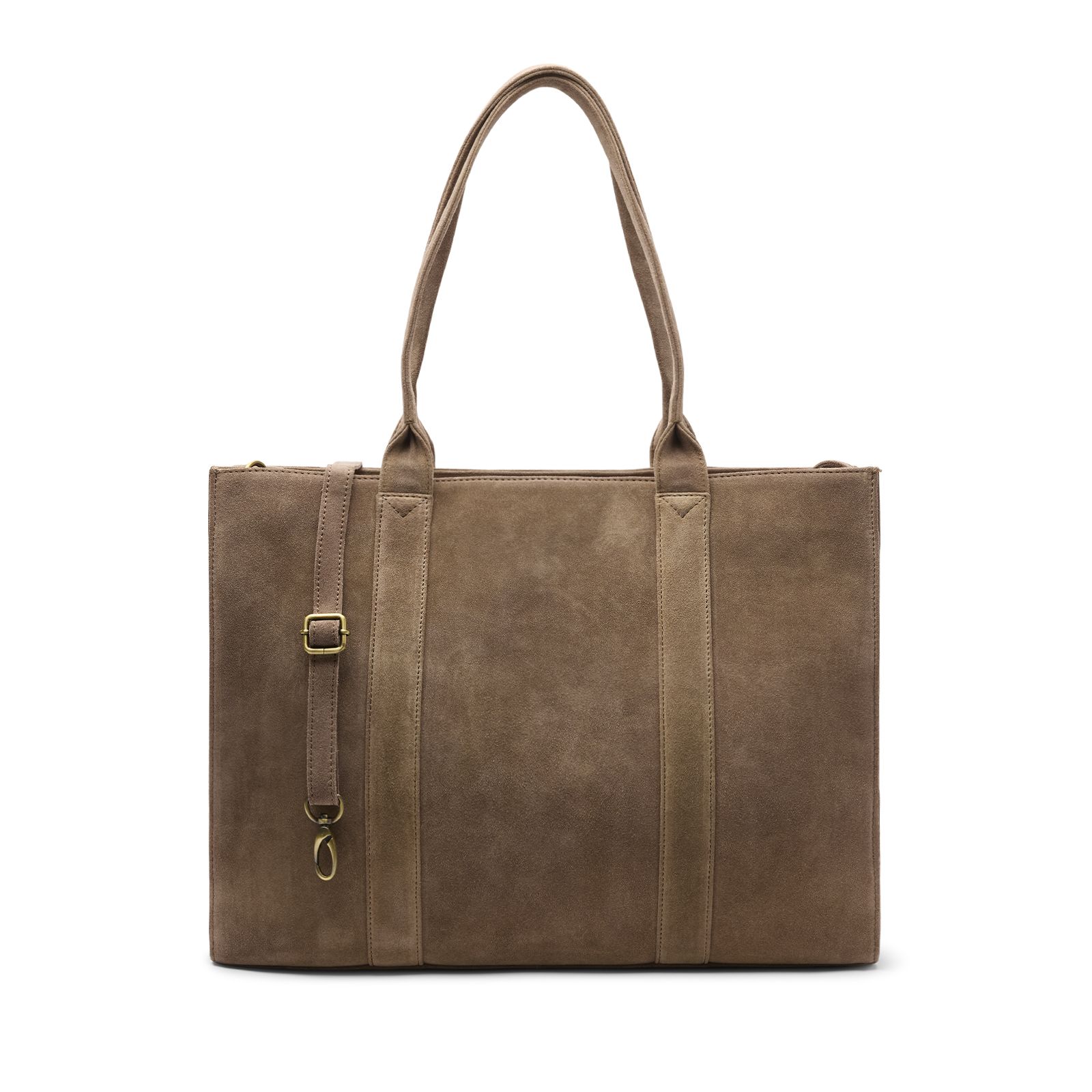 Taupefarbener Veloursleder-Shopper
