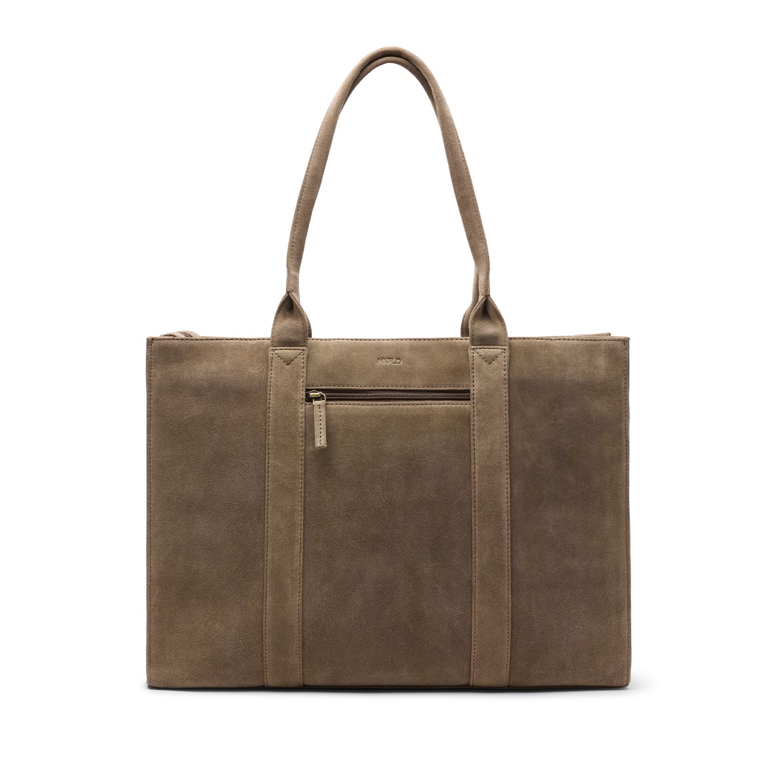 Taupefarbener Veloursleder-Shopper