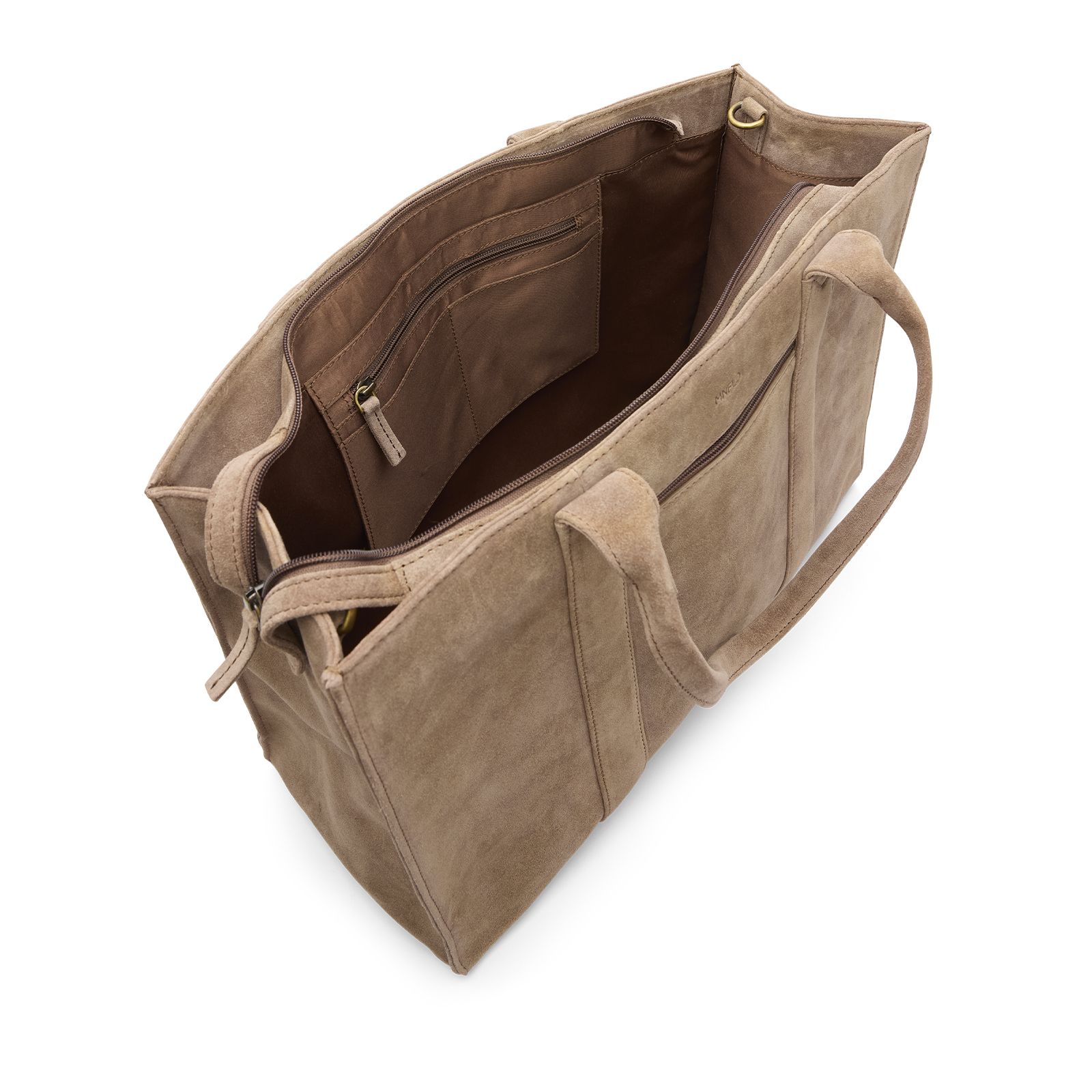 Taupefarbener Veloursleder-Shopper