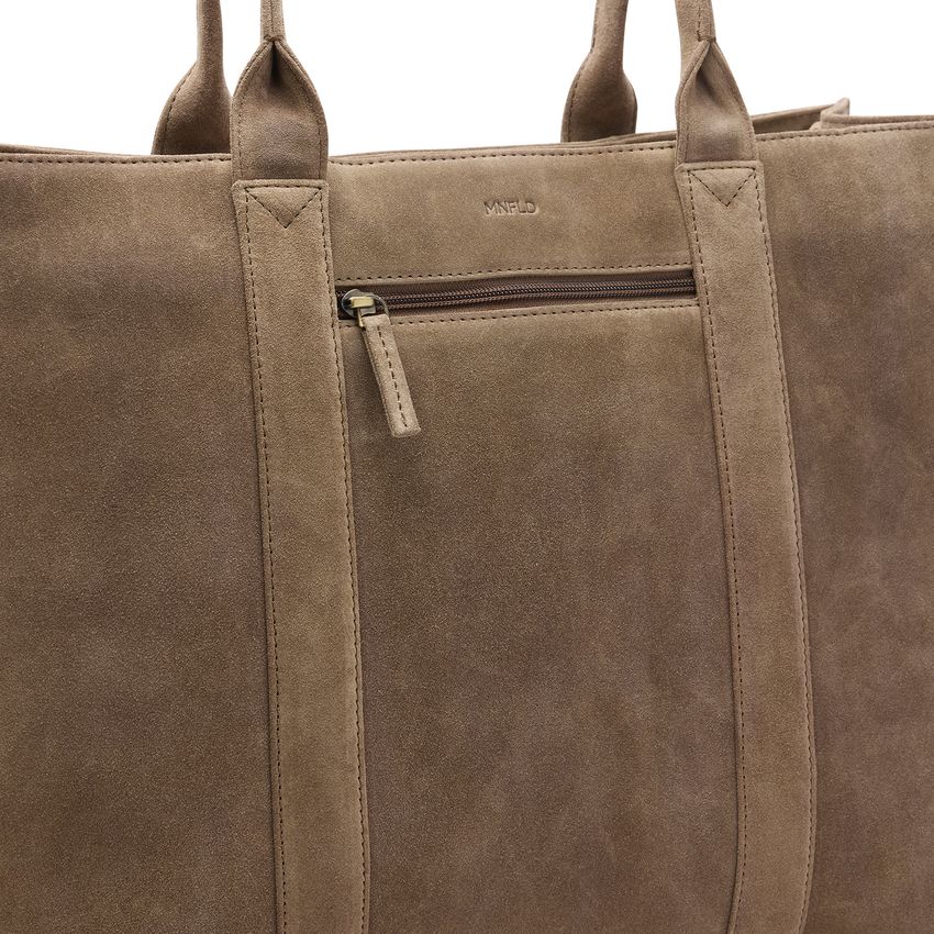 18 inch taupe suède shopper