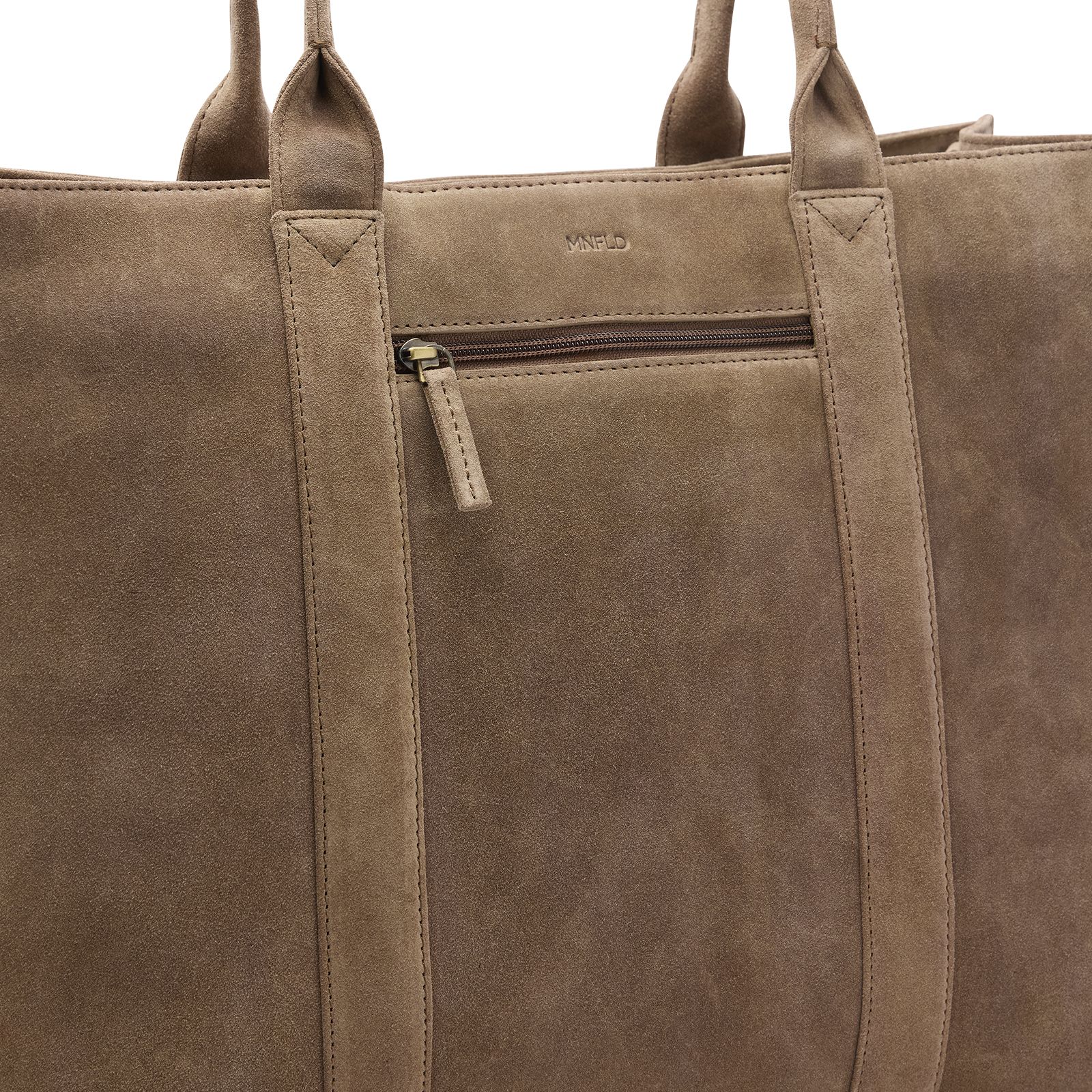 Taupefarbener Veloursleder-Shopper