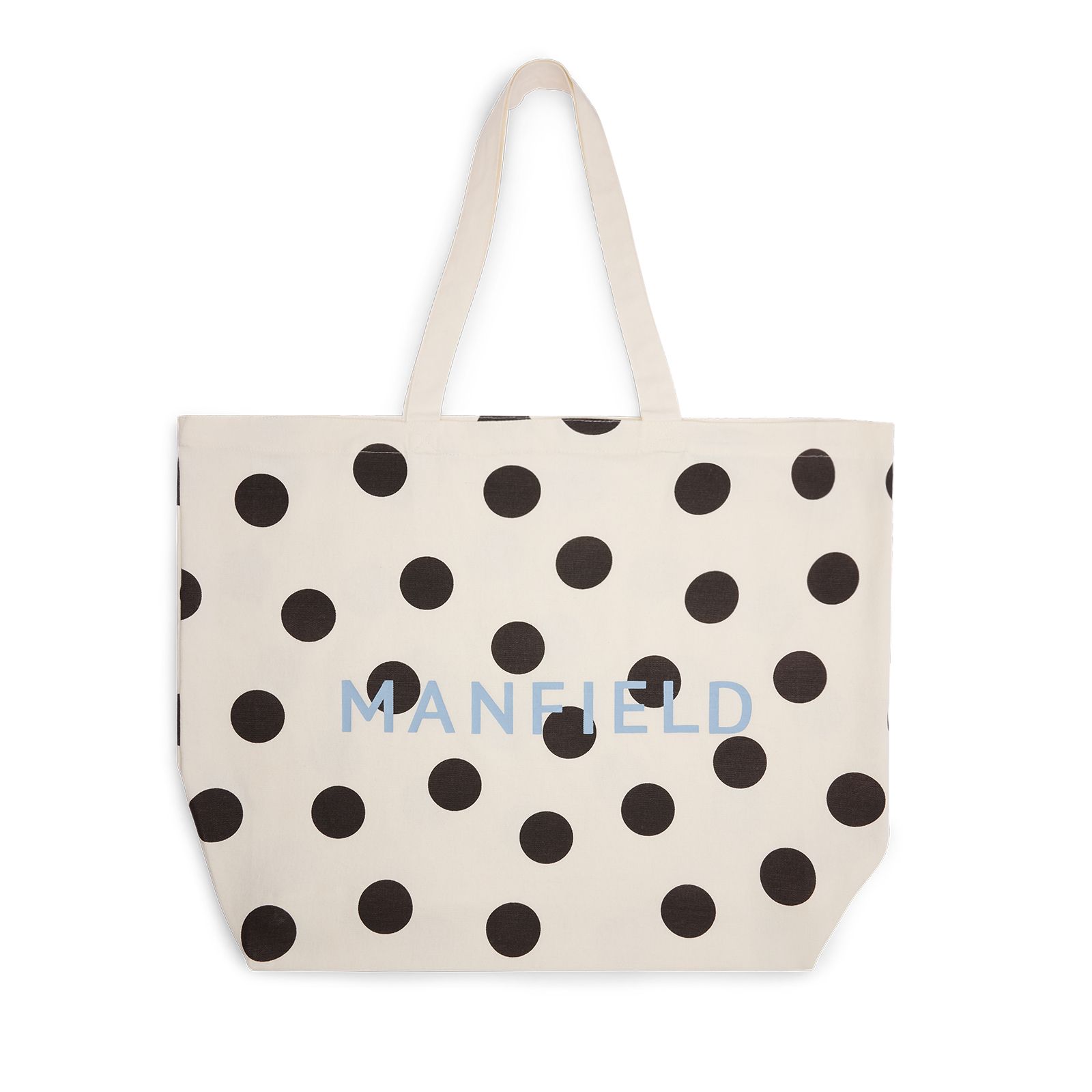 Witte canvas shopper met zwarte stippen