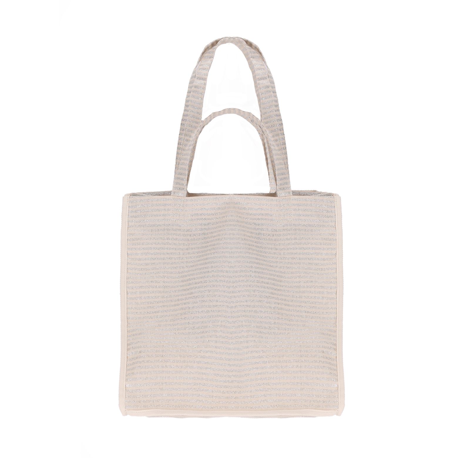 Beige & zilver gestreepte shopper