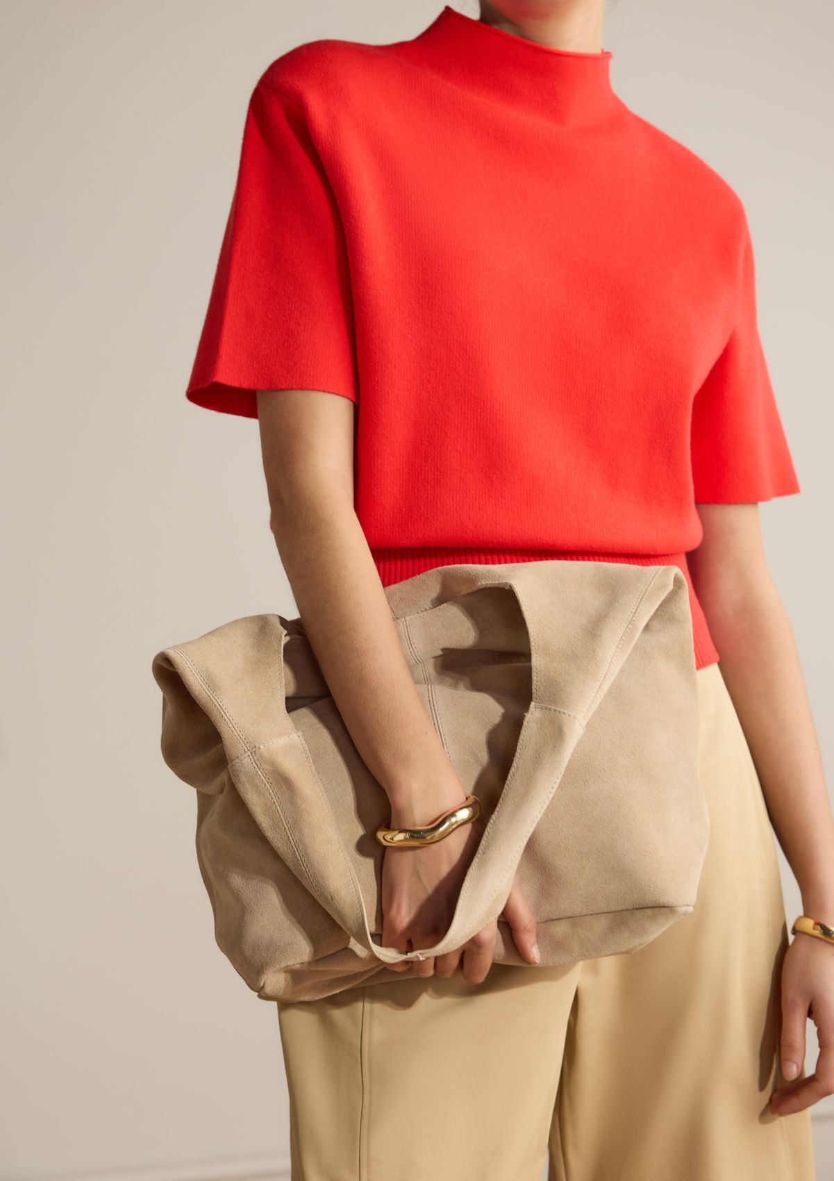 Beige suède shopper
