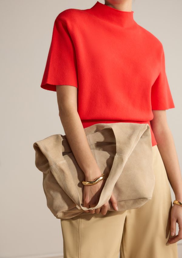 Beige suède shopper