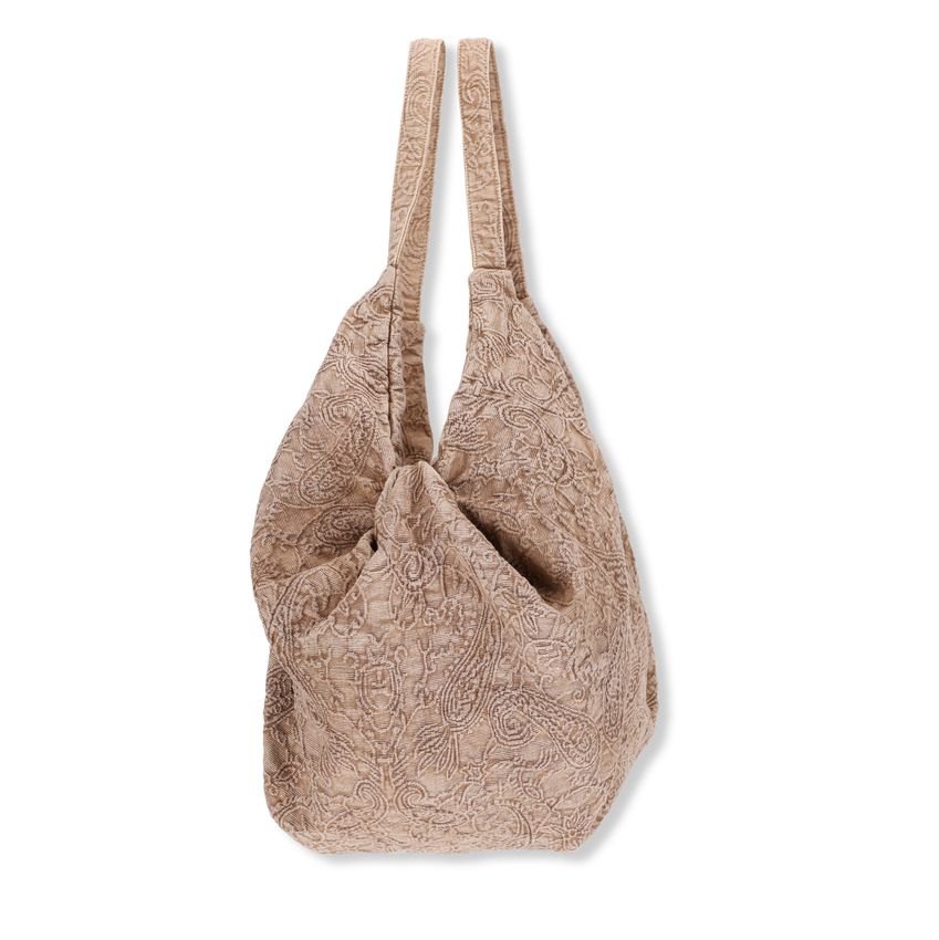 Taupe shopper met borduursel
