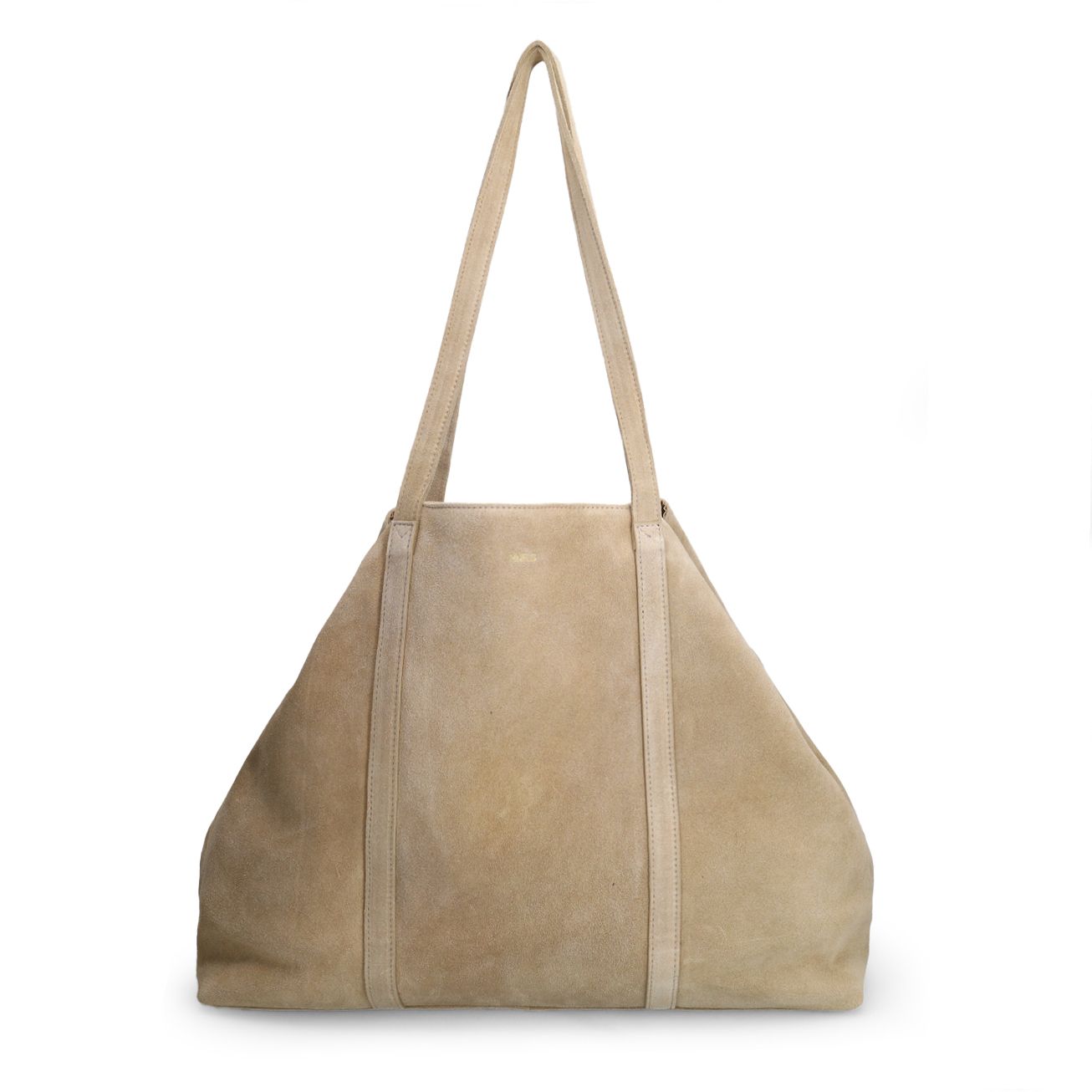 Beigefarbener Shopper aus Veloursleder