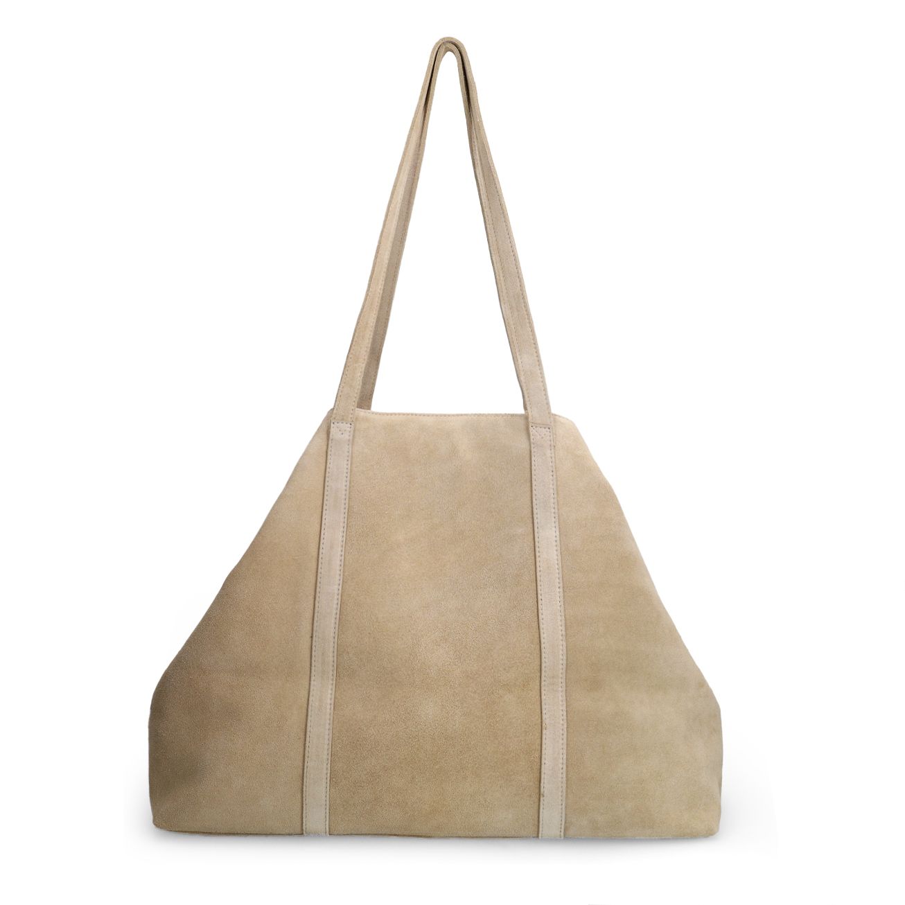 Beigefarbener Shopper aus Veloursleder