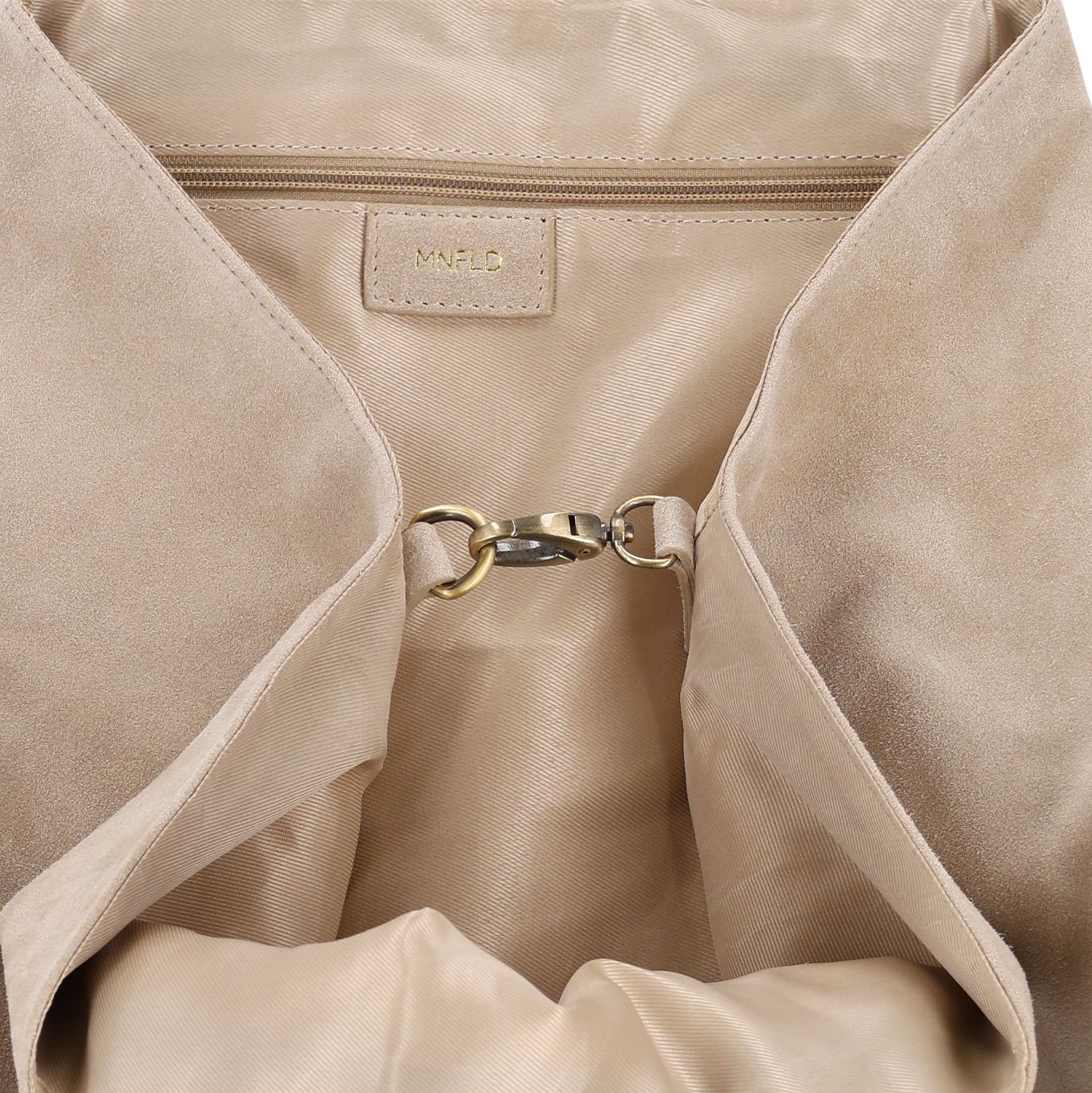 Beigefarbener Shopper aus Veloursleder