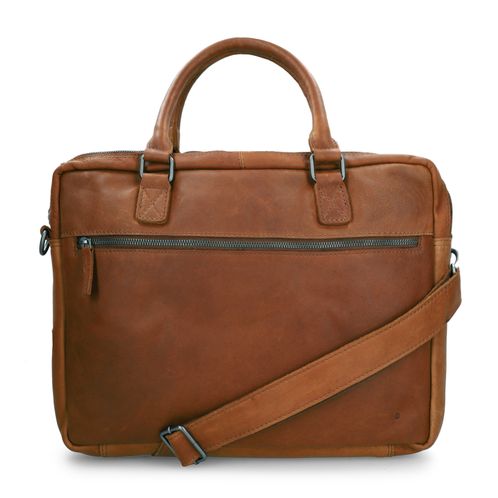 18 inch cognac leren laptoptas