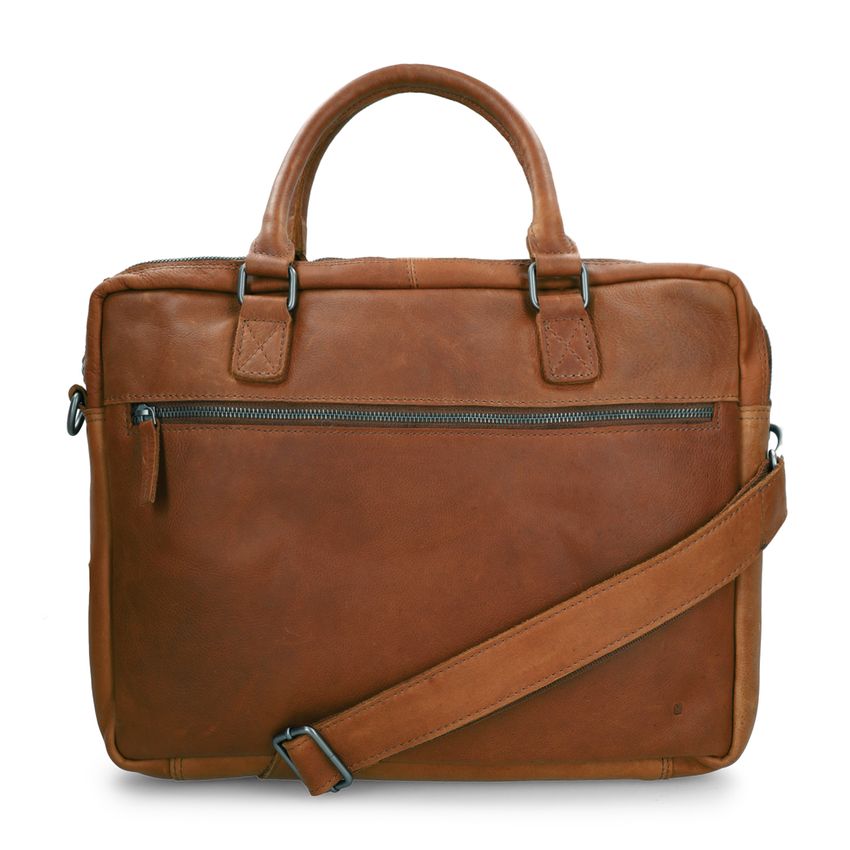 18 inch cognac leren laptoptas