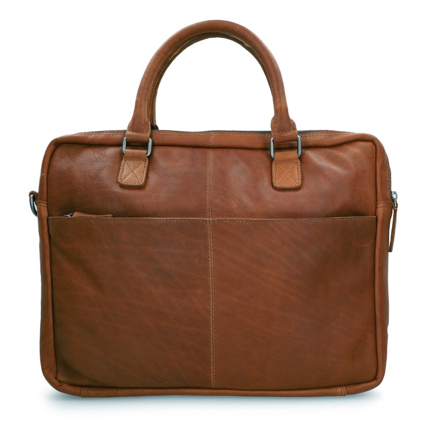 18 inch cognac leren laptoptas