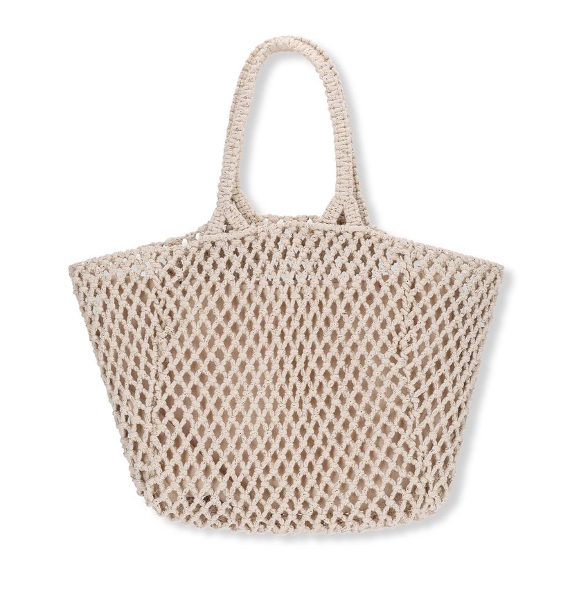 Beige gevlochten shopper