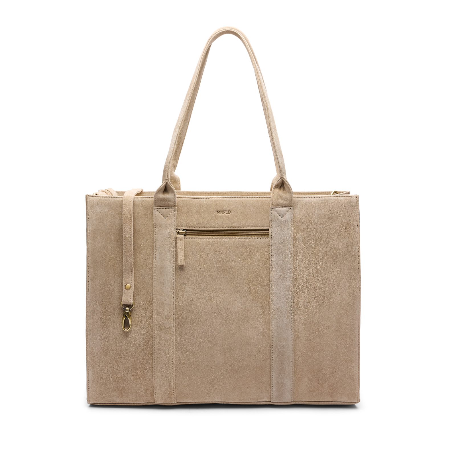 Beigefarbener Shopper aus Veloursleder Shopper Manfield