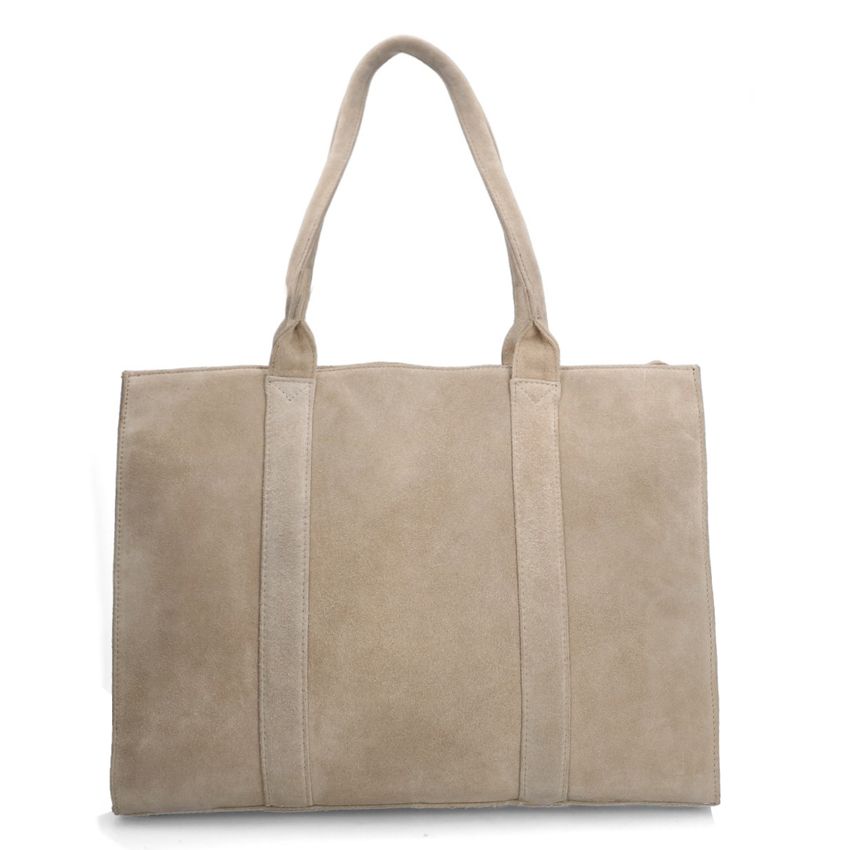 Beigefarbener Shopper aus Veloursleder