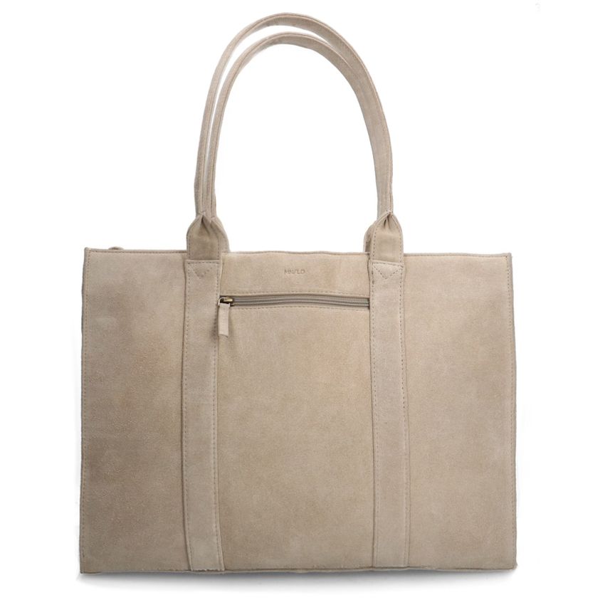 Beigefarbener Shopper aus Veloursleder