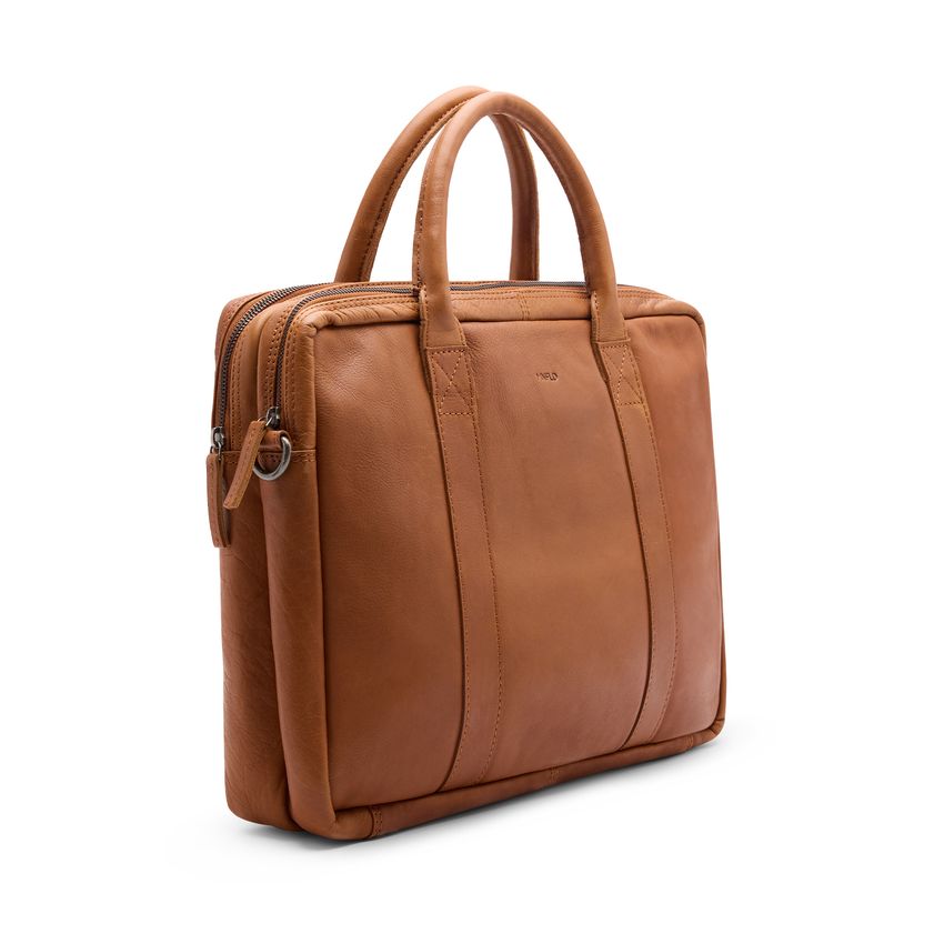 18 inch cognac leren laptoptas